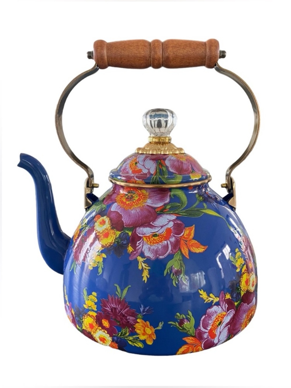 MACKENZIE-CHILDS Flower Market 3 Quart Tea Kettle - Lapis Blue NEW OTHER